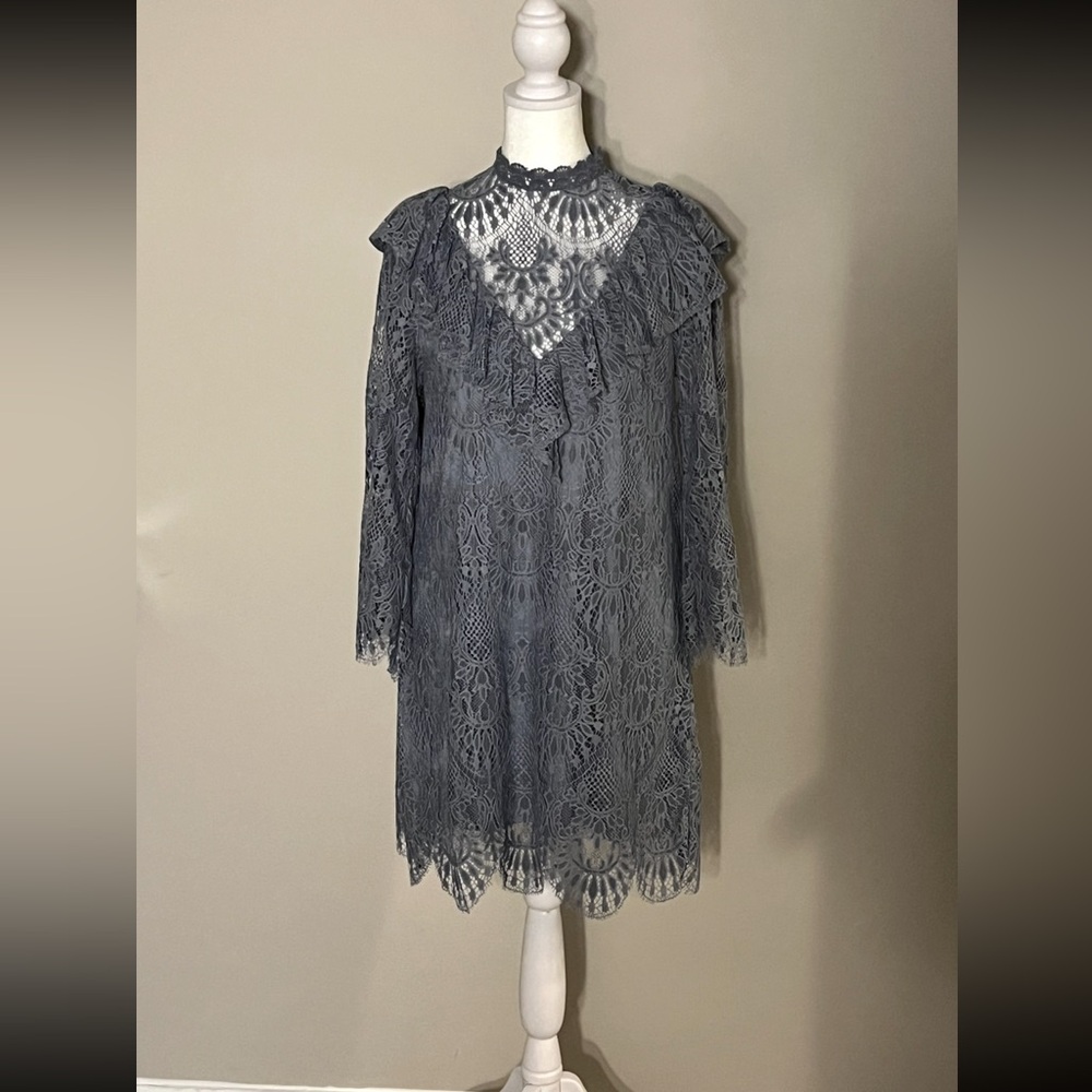 Vici Light Blue Lace Mini Dress